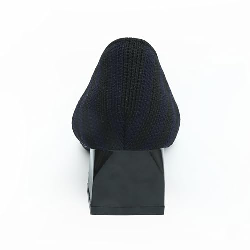 Women’s Chunky Low Block Heels Lightweight Knitted Shoe Slip on Loafers Orthotic Pumps4