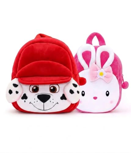 Image of Cartoon Plush Kids School Bag 2-6 Years | Soft Toy Backpack for Boys & Girls | Toddler Nursery Preschool Bag | Lightweight Adjustable Straps