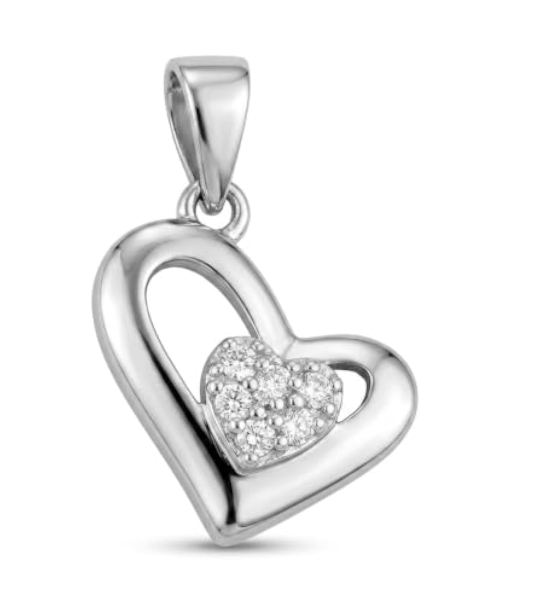 925 Sterling Silver Love Heart Pendant for Women, Gift for Her