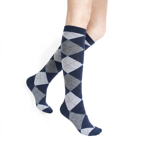 Image of Couver Women's Argyle Knee High Socks - Soft Acrylic Over the Calf Tube Style Socks for Casual Athletic - One Size