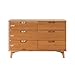 Walker Edison Sloane 6-Drawer Groove Handle Solid Wood Dresser, 52 Inch, Caramel
