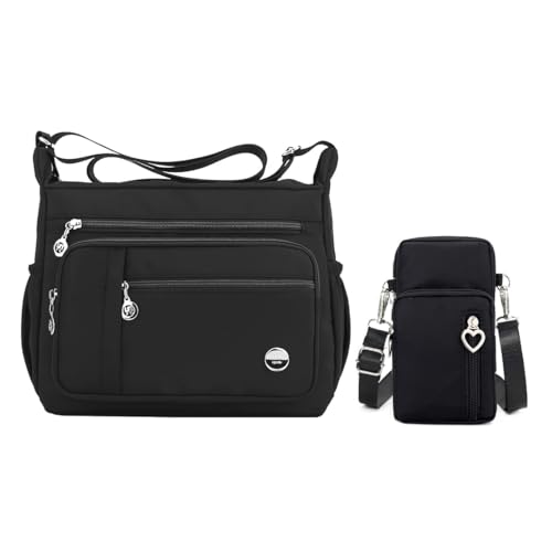 A bundling of cross-body shoulder bags and walking wristlet wallet sport armband purse for ladies(Black-Large)…