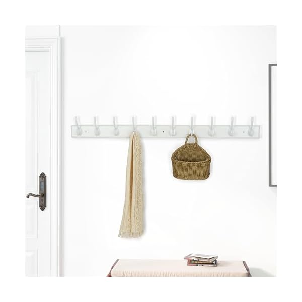 Webi coat rack wall mount10 hooks38 14 longcoat hooks wall mountedbamboo coat hanger wall hook rackjacket hooks for hanging coatsclotheswhite  urban country home decor