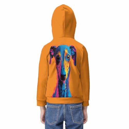 Pull lévrier 3D pour enfant de 9 à 11 ans sweat à capuche imprimé chiot