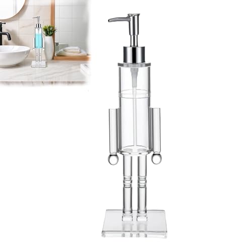 Nutcracker Soap Dispenser Cute Christmas Nutcrackers Hand Soap Dispensers Clear Acrylic Nutcrackers Refillable Container Soaps Wash Liquid Lotion Pump Bottle for Bathroom Kitchen (1 Pcs)