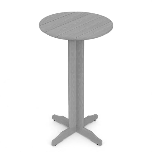 Image of Outdoor Round Bar Table, 43 Inch All-Weather HDPE Bar Height Pub Table with Adjustable Feet, Heavy Duty High Top Bistro Table for Garden, Deck, Poolside,Backyard (Slate Grey)