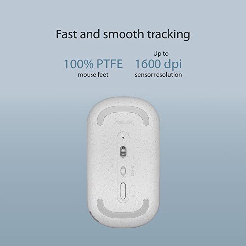Image of ASUS MD100 Marshmallow /Silent, Adj. DPI, Multi-Mode, with Brave Green Cover Wireless Optical Mouse (2.4GHz Wireless, Bluetooth, Lilac Mist Purple)