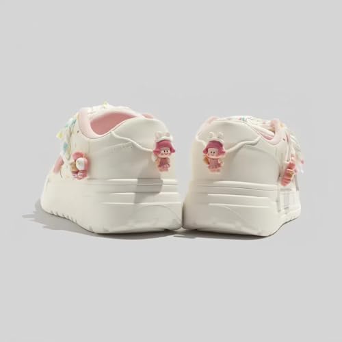 Cute Y2K Platform Sneakers Women, Kawaii Trendy Cartoon Decor, Casual Sport Fashion Streetwear Girls Candy Colors Thick Sole3