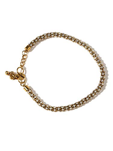 American Diamond Studded Brass Anklet Pair