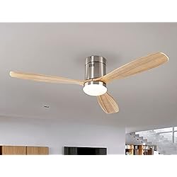 Siroco Ventilador SIROCO-SCHULLER Niquel/Madera Ventilador de techo con luz LED- Motor DC - Artepal Iluminación