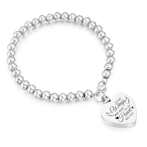 XIUDA Heart Cremation Jewelry Urn Bracelet for Ashes Stainless Steel Cremation Bracelet Bangle for Ashes Memorial Ashes Keepsake Jewelry for Women Men