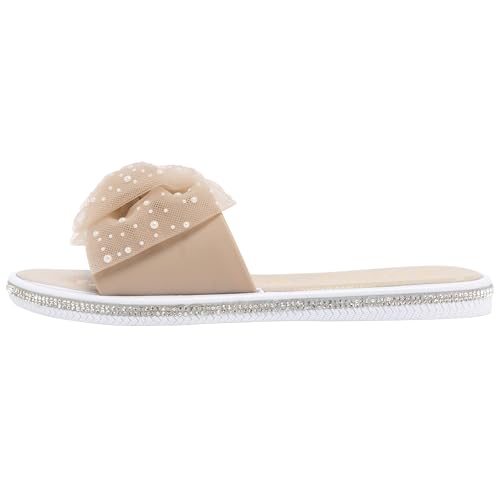 Image of Juicy Couture Women's Slide Sandals - Glitter Bling Open Toe Sparkle Flats - Dressy Summer Casual Footwear