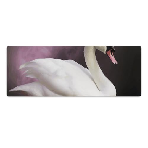 Tapis de souris de grande taille cygne blanc idéal pour bureau et télétravail