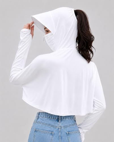 Image of Celary Women Sun Protection Hoodie Jacket with Face Cover |Korean UV Jacket|Extra Lightweight Full Sleeve UV Protection Hooded Shrug for Daily Wear |Pollution-UPF 50+ Protection
