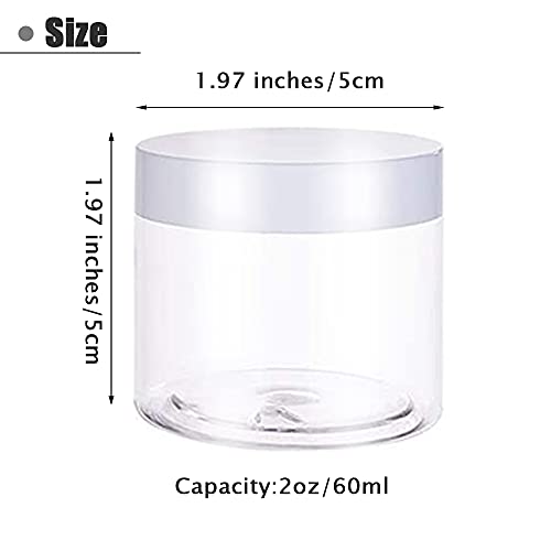 20 PCS 2oz Plastic Empty Jars with Lids(White),Wide-Mouth Refillable Storage Containers for Cosmetics,Empty Storage Container for Candy,Beads,Slime Making,Crafts,Creams,Gifts2