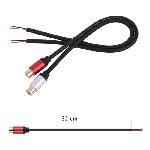 Paquete de 2 cables de altavoz RCA hembra a cable desnudo para reparación de audio 4