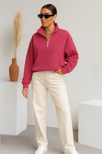 Image of Mack Jonney Women's Fleece Half-Zip High Neck Sweatshirt | Warm & Stylish Winter Wear -M4746