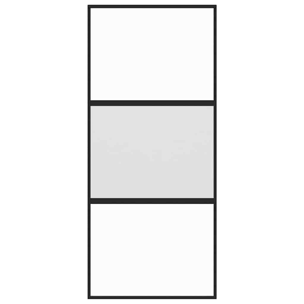 Drzwi przesuwne, czarne, 90 x 205 cm, szkło hartowane, aluminium skrzydło drzwi z ramą i ościeżnicą do drzwi wewnętrznych, montaż w przypadku renowacji i nowego budynku z zabezpieczeniem i