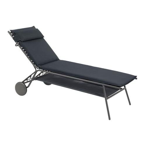 Lafuma Bain De Soleil - Transat Piscine et Jardin - Chaise Longue Matelassé Haut - Miami II - Becomfort® - Gris Dark Grey Mobilier
