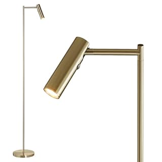 National Lighting Dedicated Reader Floor Lamp Warm Brass – LED Light 4W 220LM Warm White Light with Dimmable 3-Stage Touch Button – Modern Standing Lamp for Bedroom, Lounge, Home & Office