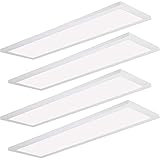 LEONLITE 1x4ft LED Flush Mount Flat Panel Light, Dimmable Drop Ceiling Light, 5000K Daylight Surface Mount Light Fixtures, 40W Kitchen Light with Built-in Driver, Ultra Slim Edge Garage Light, 4 Pack
