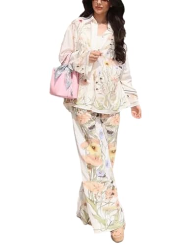 Wuitrie Two Piece Sets for Women Going Out Floral Print