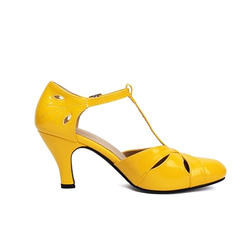 Women's Mary Jane Close Round Toe 1950 Vintage 1920s Heels Retro 1930s Victorian Pumps 1940s Patent Leather Shoes2