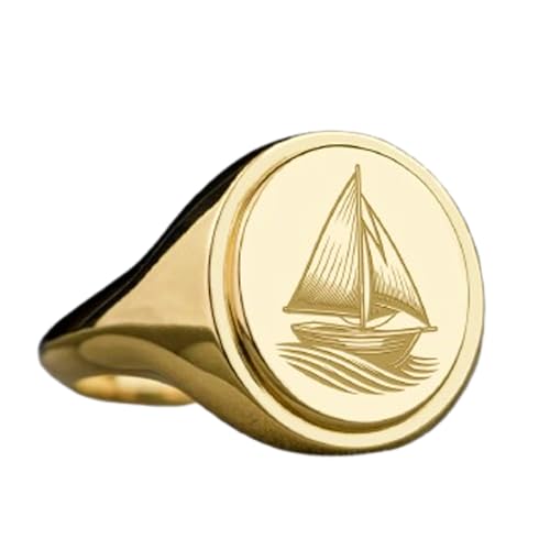 Bague chevalière voilier en argent 925 massif et or, bijou de haute qualité pour homme