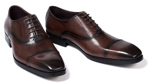 Santimon Mens Oxfords Formal Dress Suit Shoes Genunie Leather Cap Toe Modern Derby Men's Fashion Prom Wedding Business Causal Comfortable Tuxedo Shoes for Men3