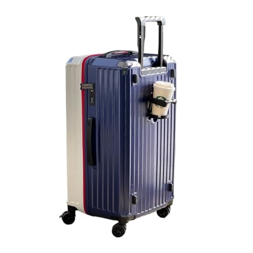 MUdson Trunk Travel Trolley Case 24''26''28''30''32''34''36'' Luggage Suitcases On Wheels Carry-on Suitcase Rolling Luggage Durable (Color : White and Blue, Size : 36-inch)