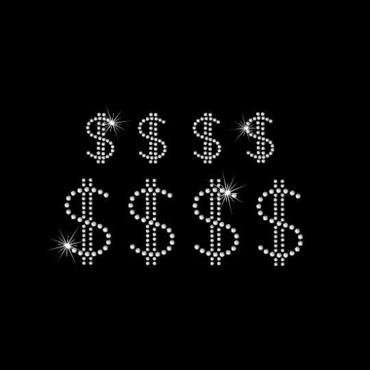 Rhinestone Transfer  Dollar Signs  DIY, Heat Transfer, Iron-on, Money