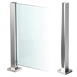 Palo per Ringhiera in Vetro Topless - 80cm di Montanti per Balaustra in Vetro Argentato in Acciaio Inossidabile per Terrazzo, Gradini, Balcone, Piscina, Scale Del Patio