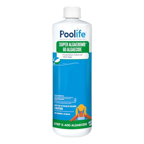 Poolife Super AlgaeBomb 60 Algaecide 1 Qt - Powerful Pool Algae Control Treatment - Fast-Acting Non-Foaming Formula - Kills & Prevents Green Black & Mustard Algae - for Pools Spas & Fountains
