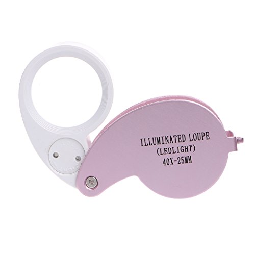 loweyuiroy Magnifier, 40X 25Mm Glass Magnifying Magnifier Len Jeweler Eye Jewelry Loupe with Led Light