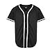 NJKA Blank Plain Hip Hop Hipster Button Down Baseball Jersey, Short Sleeve Active T Shirts (Black, Large)