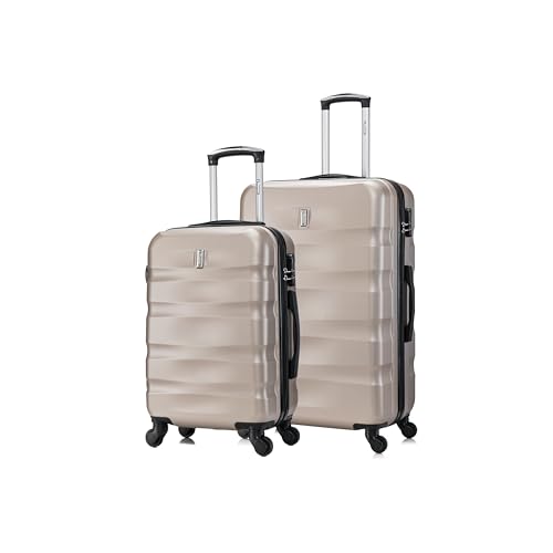CELIMS - Set Valise Cabine avec Valise Grande Taille | Bagages Cabine + Valise Soute 23kg | ABS Rigide et Légère | Cadenas Intégré | Champagne