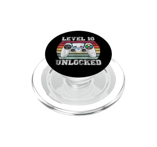 Niveau 10 Débloqué Funny 10th Birthday Gamer Vintage Retro PopSockets PopGrip pour MagSafe