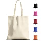 MOLOVA 1-6 Pack Available Premium Canvas Reusable Tote Gift Bags,Made of Natural Canvas with Handle,Work,DIY,Shopping(1 Pack)