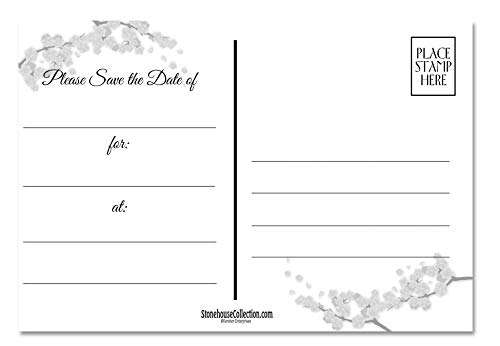 Image of Stonehouse Collection | Rustic Pink Floral Save The Date Postcards | 40 Wedding, Baby Shower, Birthdays, Celebration Announcements | Great For Any Occasion | 4 inch x 6 inch Postcards - Made in the USA