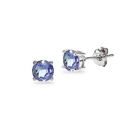 14K Gold Tanzanite 5mm Round Stud Earrings