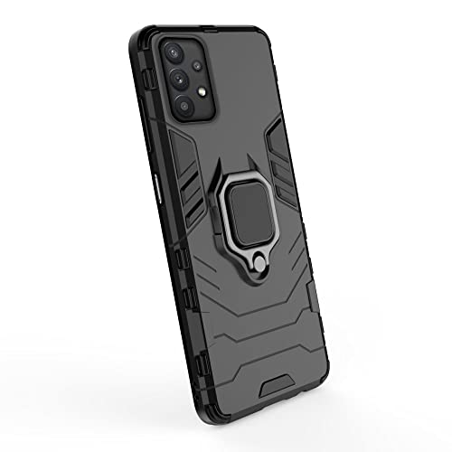 Image of Pikkme Samsung Galaxy M32 5G Back Cover | D5 Tough Armor Bumper | 360 Protection Case | Ring Holder Stand Case for Samsung Galaxy M32 5G (Black)