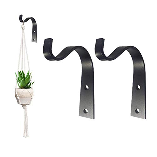 Paquet De 2 Supports De Suspension Pour Plantes, Crochets Robustes En Fer Rustique Support À Plantes Suspendu Porte-plante Suspendu Crochet De Pot De Fleur Mural Crochet D'alimentation Courbé 110×78mm Cover