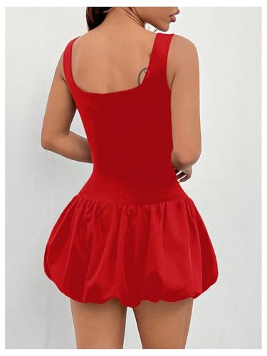 Image of Milumia Women's Square Neck Bubble Mini Tank Dress Short Party Club Dresses