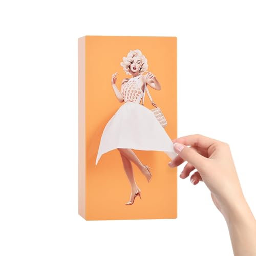 Sirmme Funny Skirt Tissue Box Cover Vintage Classy Cute Lady Skirt Tissue Box Holder Rectangular Creative Unique Decorative Tissue Box Cover for House Bathroom Living Room Bedroom & Office Orange