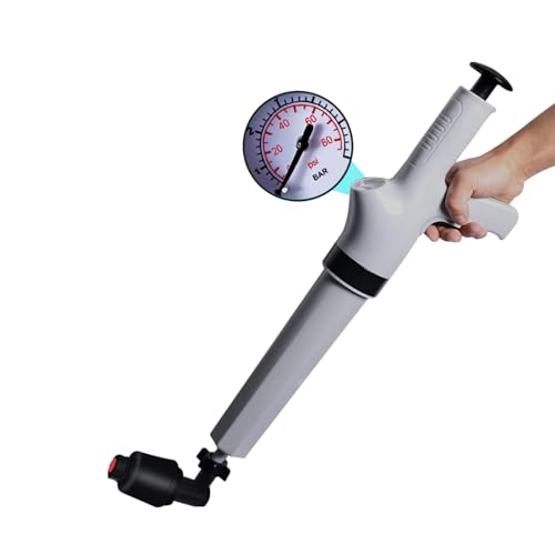 Qcesorib Déboucheur Canalisation Haute Pression, Déboucheur WC Air Comprimé avec 4 Différentes Ventouses, Déboucheur WC Puissant avec Manomètre, pour Déboucher Les Toilettes, Lavabo