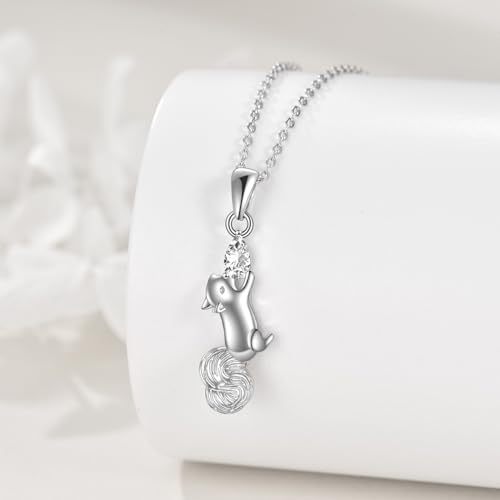 Squirrel/Sloth/Black Cat Necklace Sterling Silver Animals Pendant Fashion Animals Jewelry Gift for Women4