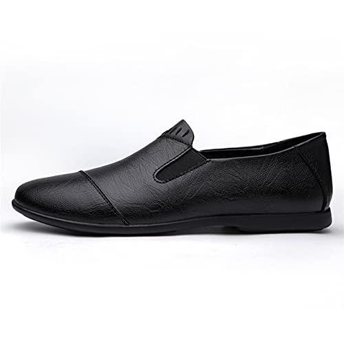 Men's Loafers Shoes Round Toe Lightweight Venetian Loafers Vegan Leather Resistant Flexible Lightweight Wedding Slip On(Black,10 M US)3