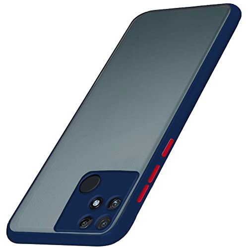 Image of TheGiftKart Translucent Hybrid Realme Narzo 50A Back Case Cover | Smoked Matte Back | 360 Degree Protection | Protective Hard Back Case Cover for Realme Narzo 50A (PC & TPU | Blue Bumper)