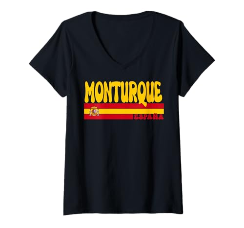 Mujer MONTURQUE Ciudad España Vintage Estética Vacaciones de Verano Camiseta Cuello V