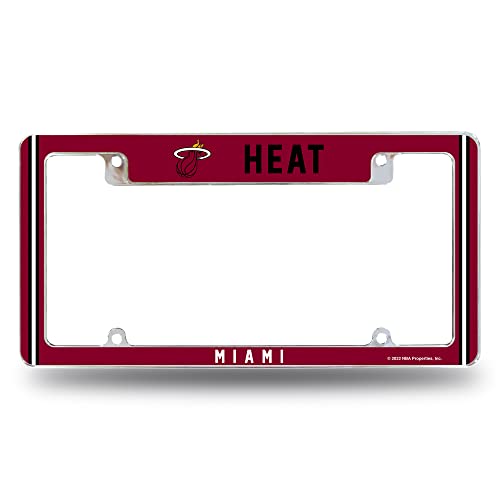 Rico Industries NBA Miami Heat Classic 12" x 6" Chrome All Over Automotive License Plate Frame for Car/Truck/SUV